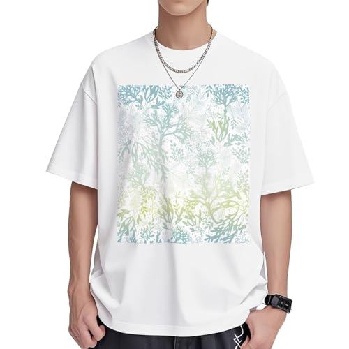T-shirt en coton manches courtes homme col rond imprimé bleu mer