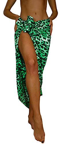 King Kameha Funky Hawaïenne Cover-Up Paréo Sarong, Print Leopard, Vert, Grand Cover