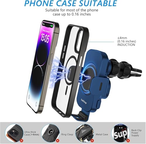 Image of Wireless Car Charger, Fast Charging 15W Auto Clamping Car Charger Phone Holder Phone Mount for iPhone17 16 15 14 13 12 11 Pro Max Xs, Samsung Galaxy S24 Ultra S23 S22 S21 S20 S10+ Note 9, etc