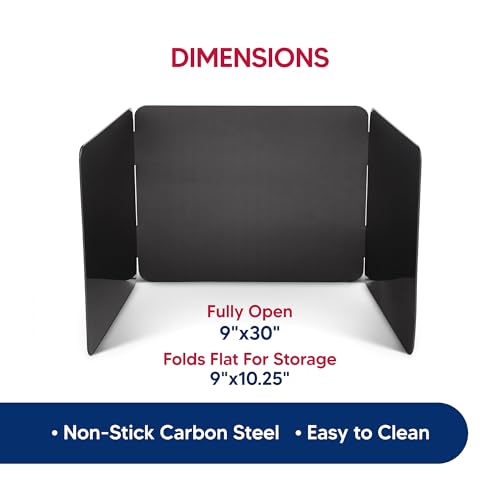 HIC Kitchen 3-Sided Splatter Guard, Non-Stick Carbon Steel, Heat Safe, Folds Flat For Storage - Image 6