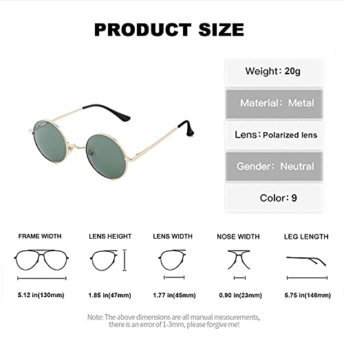Image of Red Lens Circle Glasses Small Round Polarized Sunglasses for Women Men Retro Hippie Style Circle Sun Glasses