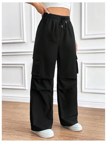 WDIRARA Women's High Waist Cargo Pants Drawstring Straight Leg Joggers with Pockets4
