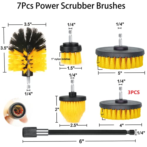 Image of 8 Pack Drill Brush Attachment Set, 1 /4in Power Scrubber Brush+ Extend Long Rod, Brush Drill Attachment, Power Cleaning Scrub Brush for Bathroom, Tub, Tile, Corner, Floor