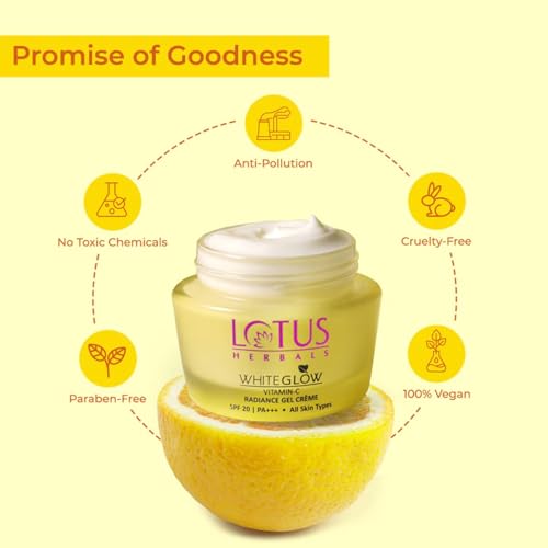 Image of Lotus Herbals WhiteGlow Vitamin C Radiance Cream | SPF 20 | For Dark Spots & Dull Skin | Anti- Pollution | 35g (Pack of 1)