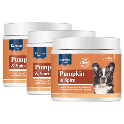 KARNLEA Pumpkin Spice Whole Food Supplement Topper for Dogs 200g (3 Pack) | Pumpkins Powder with Added Gut Healthy Spices | Pumpkin Spices| Fibre Rich, Prebiotic, Anal Gland Health| Scooting (200g)