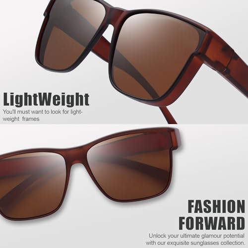 The Fresh High Definition Polarized Wrap Around Shield Sunglasses for Glasses - Leather Eyeglasses Case - FR1F5611P3