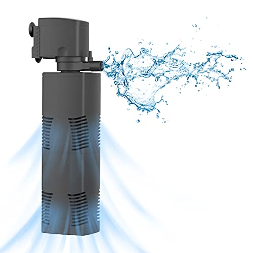 TARARIUM Fish Tank Filter Small Pond Filter for 100-200 Gal. Tank Crystal 420GPH Biochemical Filtration Powerful Submersible Water Pump Large Aquarium Accessories Air Supply