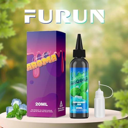 FURUN Pfefferminz-Eis Aromakonzentrat, hochdosiertes Lebensmittelaroma, 20ml Aroma in 120ml Flasche, einfaches Mischen, kühles Minzaroma für Getränke DIY 5