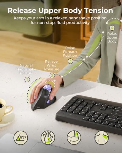 Image of seenda MOU-302 Wireless Bluetooth Ergonomic Vertical Mouse with Volume Knob