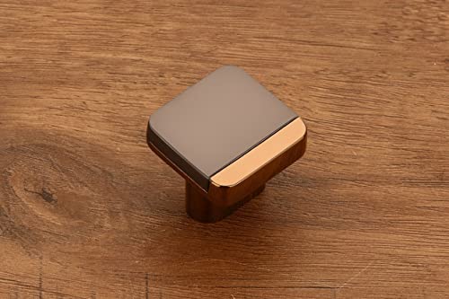 Image of HARMONUS Knobs for Drawer & Cabinets Set Knob PVD Rose Gold - Black Satin Wardrobe Kitchen Door Pull Handle Knobs Square Shape Drawer Knob - (KNOBS-175- Pack of 3)