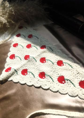 AeraVida Summer Boho Cherry Crochet Cotton Hair Scarf | Handmade Rustic Cotton Headwrap | Lightweight Festival And Beach Kerchief Accessory4