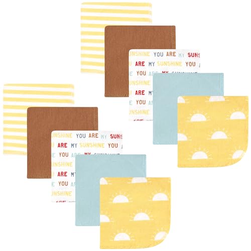 Image of Hudson Baby Unisex Baby Flannel Cotton Poly Washcloths, My Sunshine 10 Pack, One Size