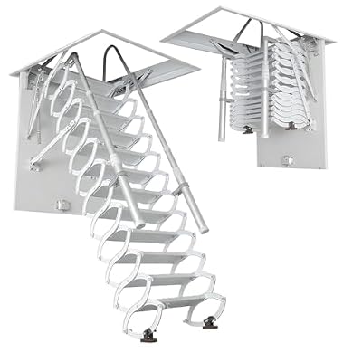 Ceiling Mount Attic Ladder?Retractable Attic Ladder Ceiling Pull Down System?Hidden Mount Attic Extension Stairs for Garage?660-Pound Load Capacity