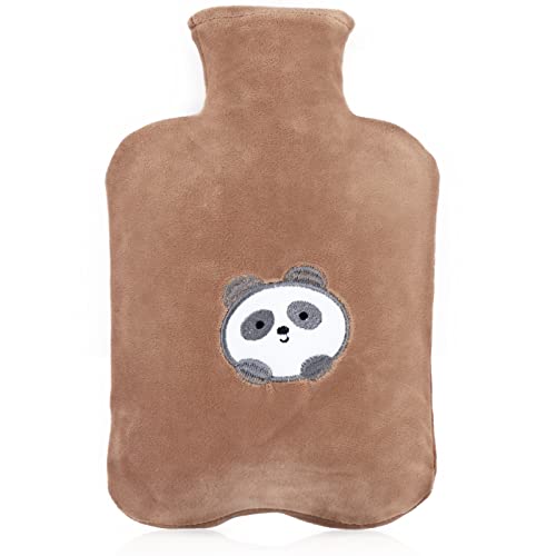 Botella de agua caliente de 2 l con funda, botella de agua caliente segura de PVC, con funda de panda, gran XXL, botella de calor con funda suave, esponjosa, botella de agua caliente para niños Cover