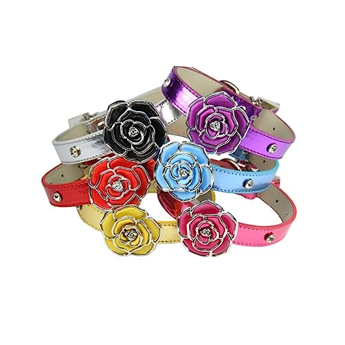 SUPVOX Pet Rose Flower Necklace for Dogs and Cats Pink Stylish Animal Chain Necklace for Pets for Weddings and Special Occasions