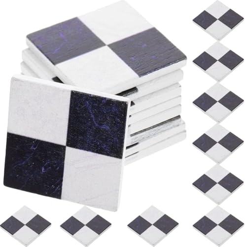 Toddmomy 27Pcs Dollhouse Black White Spanish Mosaic Floor Tile Sheet 1:12 Scale Paintable Miniature Flooring Wallpaper for Dollhouse Accessories DIY Craft Photo Props