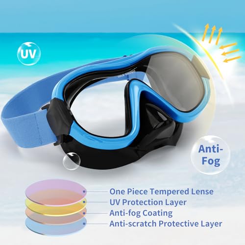 Image of Diving Mask , Professional Anti-Fog Snorkel Goggles, Anti-Leak Swim Mask with Soft Adjustable Strap & Mesh Bag, Earplug