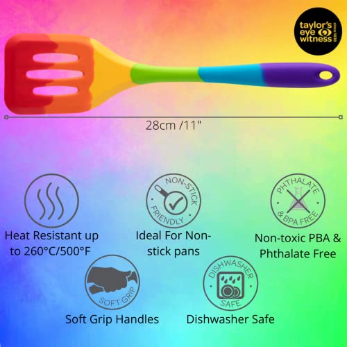 Taylors Eye Witness Large Silicone Rainbow Slotted Spatula - Image 3