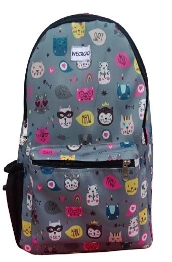 School Bag Casual Daypacks Teens Laptop Lightweight Knapsack for Outdoor Travel Shopping Work Camping Rucksack Bookbag Waterproof Polyester Love Little Surprise (Stylish, Grey Cat)