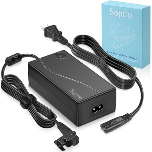 Sopito 29V 2A Recliner Power Supply 2 Pin AC/DC Adapter 100-240V 50/60hz with Longer Power Cord Power Supply Transformer Recliner Replacement Parts for Lift Chair/Electric Couch/Standing Desk