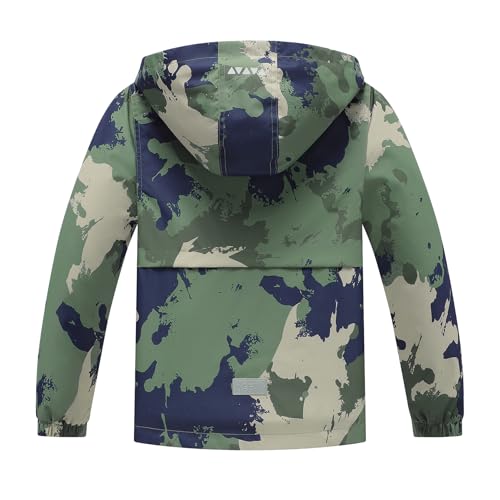 Image of MGEOY Boys Girls Rain Jacket Lightweight Waterproof Hooded Fleece Lined Raincoat Windbreakers for Kids