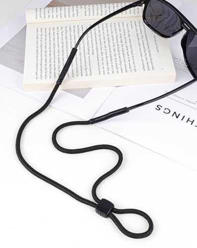 BILIONE Braided Glasses Strap, Eyeglasses & Sunglasses Lanyard Cord for Men Women, Black Eye Glasses Holders Around Neck for Sports, Adjustable Eyewear Retainer Safety String Rope, Pack of 3