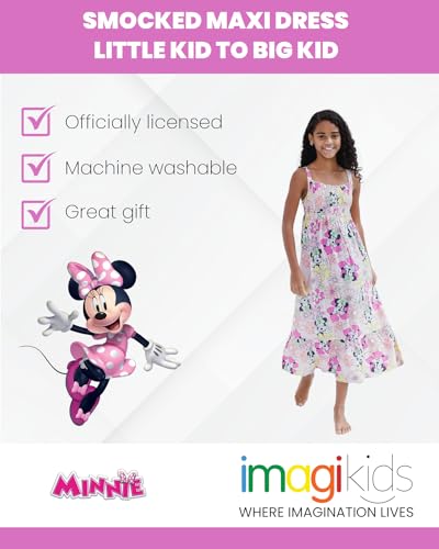 Disney Minnie Mouse Floral Girls Smocked Maxi Dress Little Kid to Big Kid Sizes (4-14-16)2