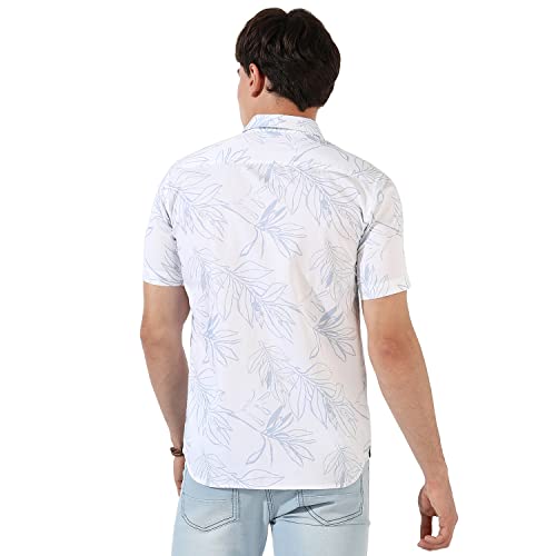 Image of CAHOOT Men's Button Up Shirt for Casual Wear | Regular Fit | Poly Lycra Shirt Crafted with Short Sleeve & Enhanced Stretch Comfort Fit for Everyday Wear