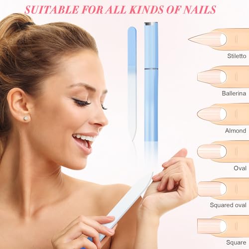 NICEMOVIC 6 Pack Glass Nail File with Case,Unique Christmas Gifts Stocking Fillers for Women Adults, Crystal Fingernail Files Set,Double Sided Finger Nail Files, Gradient Color Nail Files and Buffers - Image 2