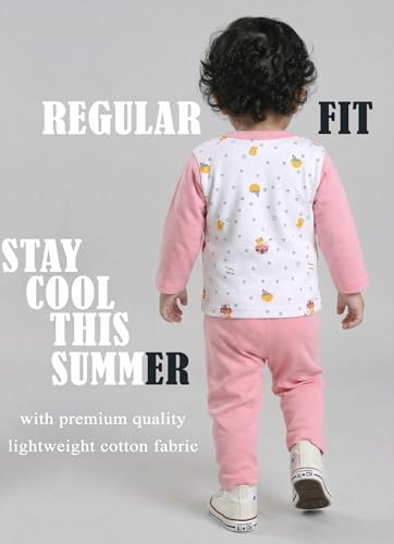 Image of Pure Cotton Full Sleeve Front Open T-shirt and Full Pant Combo Set for Infants