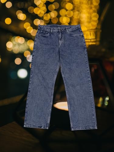 Image of Men's Acid Wash Straight Fit Grey Denim Jeans