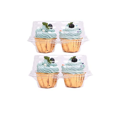Leoyoubei Double Cupcake Container,2 Compartment Cupcake Container - Deep Cupcake Carrier Holder Box - Clear - Stackable - Clamshell Cupcake Container Ideal to Carry Cupcakes or Birthday Party (10)