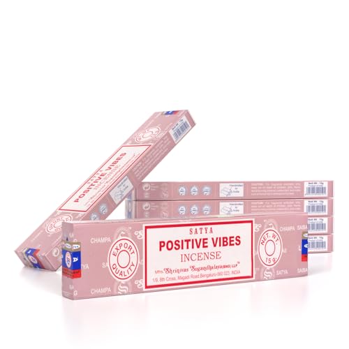 Satya Positive Vibes Agarbatti Incense Sticks - varetas de incenso enroladas à mão na Índia (6 embalagens de 15 gramas)