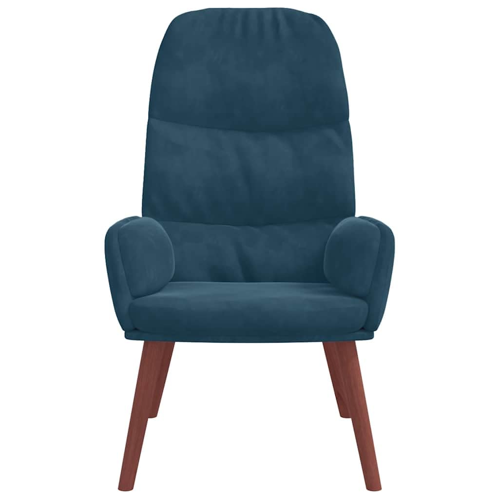 Poltrona relax in velluto blu, imbottita con gambe in legno e braccioli, comoda poltrona da salotto e camera da letto, comoda poltrona da lettura, 70 x 77 x 98 cm
