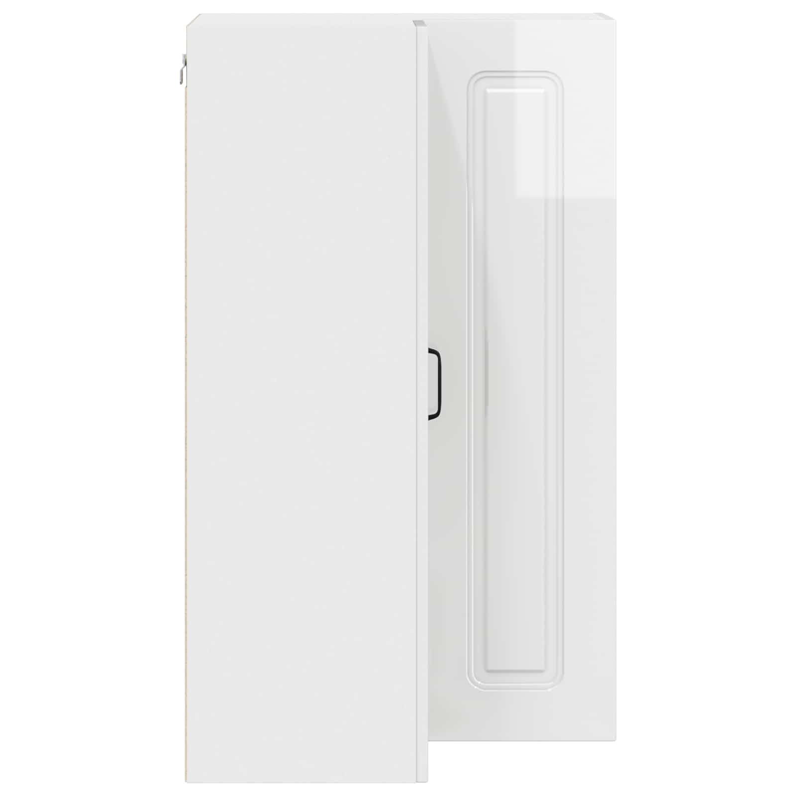 Kalmar - Armario esquinero de pared para cocina, color blanco brillante, 57 x 57 x 100 cm, material de madera, armario de cocina con gran espacio de almacenamiento, diseño moderno para cocina