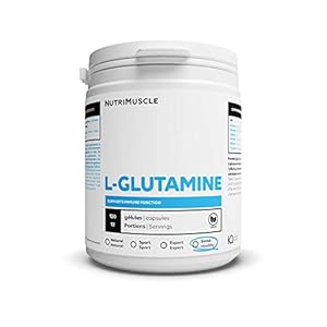 Glutamine Ultra Pure | 99.5% de concentration • Vegan • Sans OGM • Sans Allergènes • Musculation & Fitness | Nutrimuscle | 120 Gélules