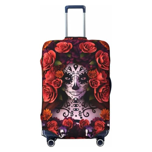 Day Of The Dead Sugar Roses Skull Print Luggage Covers, Elastic Travel Suitcase Covers, Anti-scratch, Fits 22-24 Inch Luggage