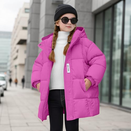 Girls Puffer Jacket Heavyweight Full Zip Hooded Winter Coat Warm Water-Resistant Down Coats Snow Outwear with Pockets (2-11)2