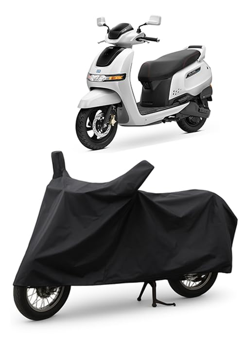 Image of Daxo Waterproof Scooty Cover for Tvs Iqube Electric All Weather Protection from Rain, Dust, Heat & Scratches with Mirror Pockets & Buckle Belt