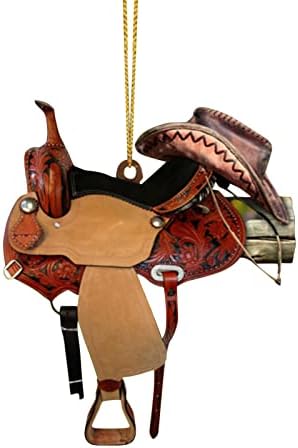 Stained Glass Hangers for Windows Personalized Saddle Acrylic Pendant for Horses Lovers Western Cowboys Sparkly Christmas Decorations