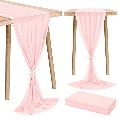 2 pièces Rougir Rose Mousseline de soie Chemin de table 28x120 pouces chemin de table de mariage romantique 10ft chemin de table en mousseline de soie scintillante pour anniversaire de mariage Cover