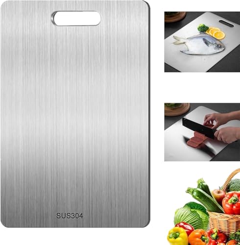 Jumairaye Titanium Cutting Board Set Titanium Cutting Boards for Kitchen Stainless Steel Cutting Boards Double-Sided Food-Grade For Kitchen Meats Fruits and Vegetables(30 * 46CM)