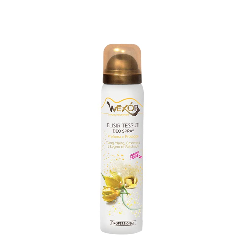 Wexor Elixir Tejidos Deo Spray Perfuma y Protege, Ylang Ylang, cachemira y madera de pachulí, 1 de 100 ml
