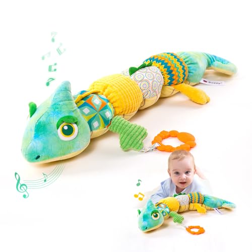 Image of Koty Baby Toys 0-6 Months, Baby Musical Toys, Infant Toys Stuffed Animal Toys with Rattles, Crinkle, Bell, Baby Teething Toys for Tummy Time Newborn Sensory Boys Girls 0 3 6 12 Months (Chameleon)
