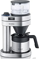 SEVERIN Filterkaffeemaschine "Caprice" mit Thermokanne, wie von Hand aufgebrüht, Kaffeebereiter für bis zu 8 Tassen, Kaffeemaschine mit Timer, 1l, Edelstahl-gebürstet/schwarz, KA 5761 – Ansicht 1