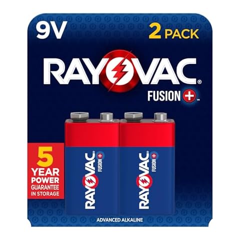 Rayovac Fusion 9V Batteries, Premium Alkaline 9V Battery (2 Count) Cover