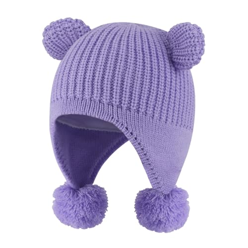 KAKU NANU Cappello Bambina Invernale Bimbo con PON PON 1 2 Anni Viola Berretto Bambina Cappello Neonato Pile...