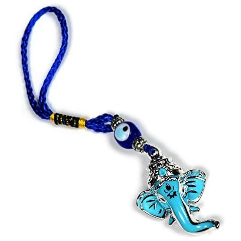 Frienemy Presents Metal Feng Shui Ganesha with Evil Eye Hanging, Standard, Blue, Blue & Silver, 1 Piece #Frienemy-059 Cover