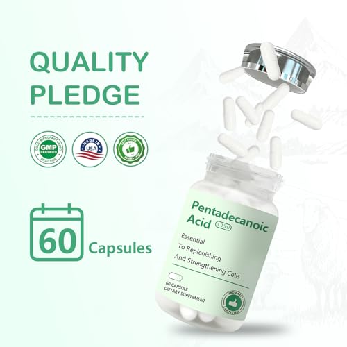 Image of Pentadecanoic Acid, Pentadecanoic Acid Formula Supplement, Sourced from High-Altitude Sheep Milk, 60 Capsules