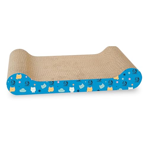 Image of Foodie Puppies 2-in-1 Reversible Cat Scratcher Pad with Catnip for Cats & Kittens, (Couch, 43.5 x 23 x 6 cm) | Durable Corrugated Cardboard Cat Scratching Pad for Furniture Protection, Play & Rest
